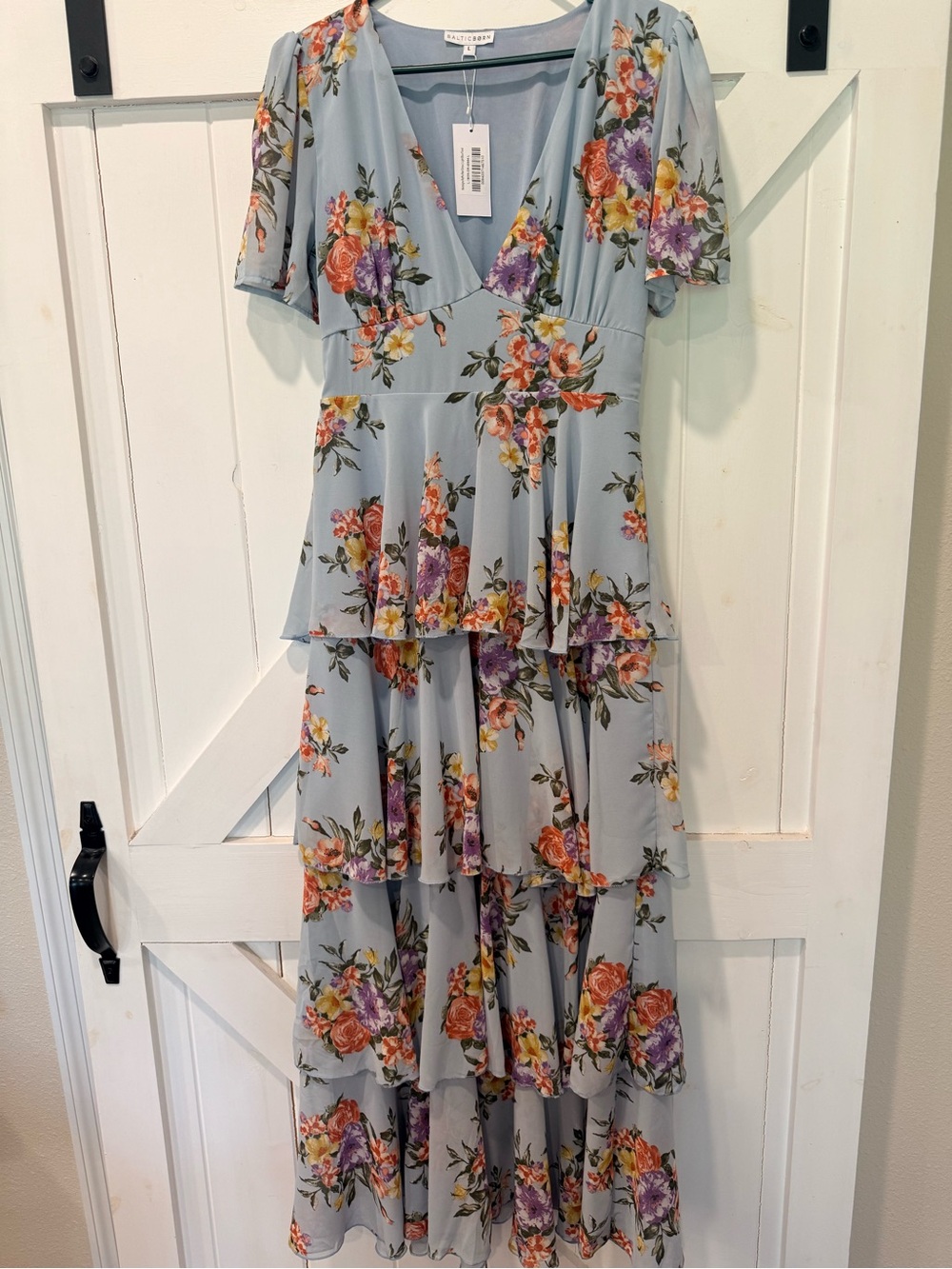 Baltic Born Light Blue Floral V-Neck Dress